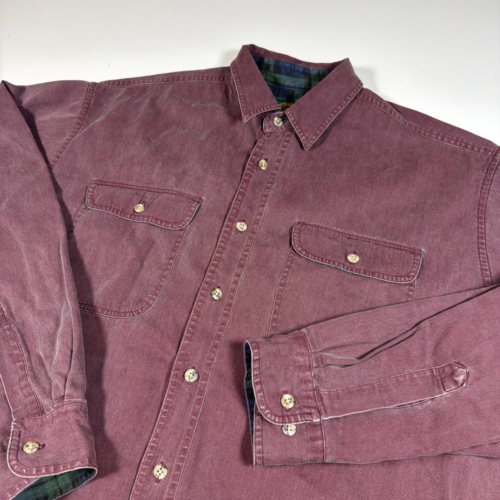 Cabela's Barn Chore Coat Jacket Plaid Flannel Lined Men's XL Red Canvas Field